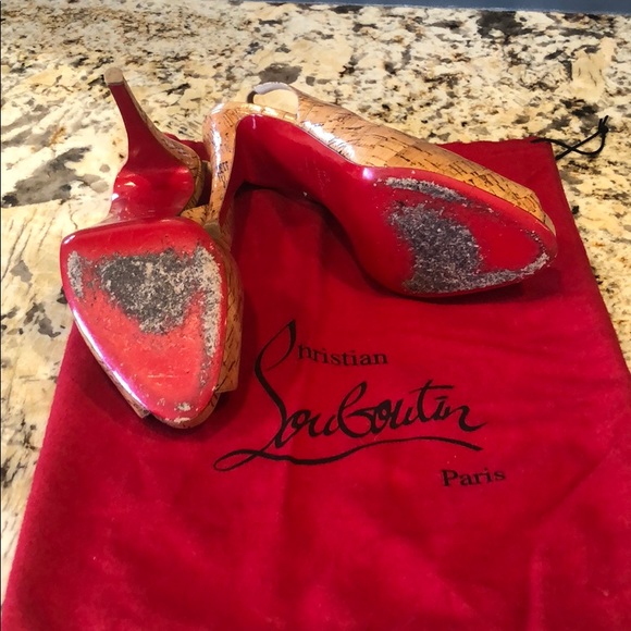 Cork open toe sling back Louboutin - Picture 5 of 6